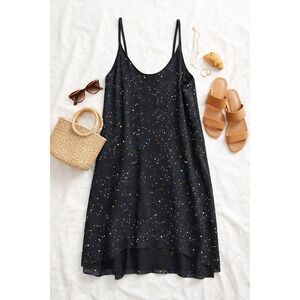 Wilfred Aritzia Silk Slip Dress Black XXS Confetti Print Mini Dress